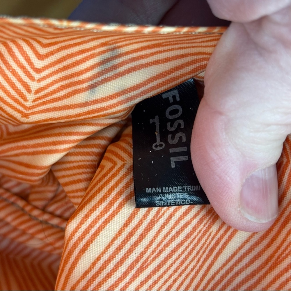 Fossil Key-Per Vintage Inspired Coated Canvas Dome Satchel – Orange Multi - Picture 11 of 15
